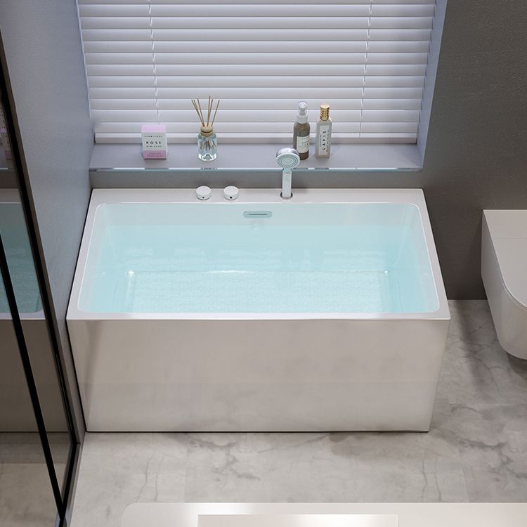 Acrylic Rectangular Back to Wall Bath Tub Freestanding Bathtub with Center Drain Clearhalo 'Bathroom Remodel & Bathroom Fixtures' 'Bathtubs' 'Home Improvement' 'home_improvement' 'home_improvement_bathtubs' 'Showers & Bathtubs' 1200x1200_c2ecc8cf-1f75-434b-8696-f387adba8051