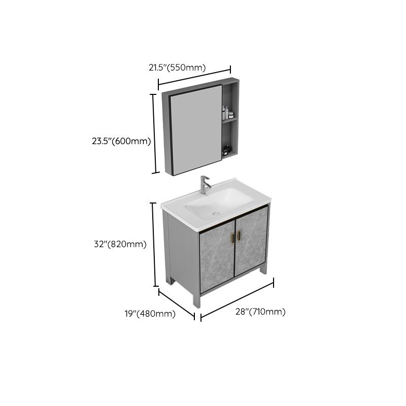 Bathroom Vanity Set Drawer Ceramic Sink Faucet Free Standing Vanity Set with Mirror Clearhalo 'Bathroom Remodel & Bathroom Fixtures' 'Bathroom Vanities' 'bathroom_vanities' 'Home Improvement' 'home_improvement' 'home_improvement_bathroom_vanities' 1200x1200_c2ff3368-53a5-46b2-953e-3da2500af8b6