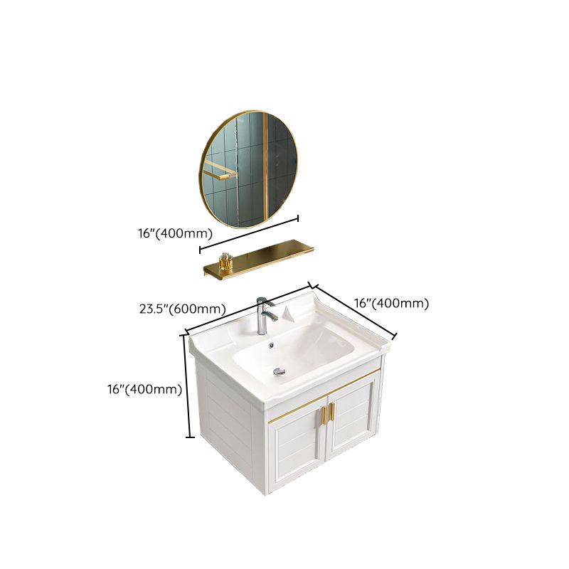 Glam Single Sink Bath Vanity Wall Mount White Metal Base Sink Vanity Clearhalo 'Bathroom Remodel & Bathroom Fixtures' 'Bathroom Vanities' 'bathroom_vanities' 'Home Improvement' 'home_improvement' 'home_improvement_bathroom_vanities' 1200x1200_c304e338-20d0-49be-8874-a336d0660020