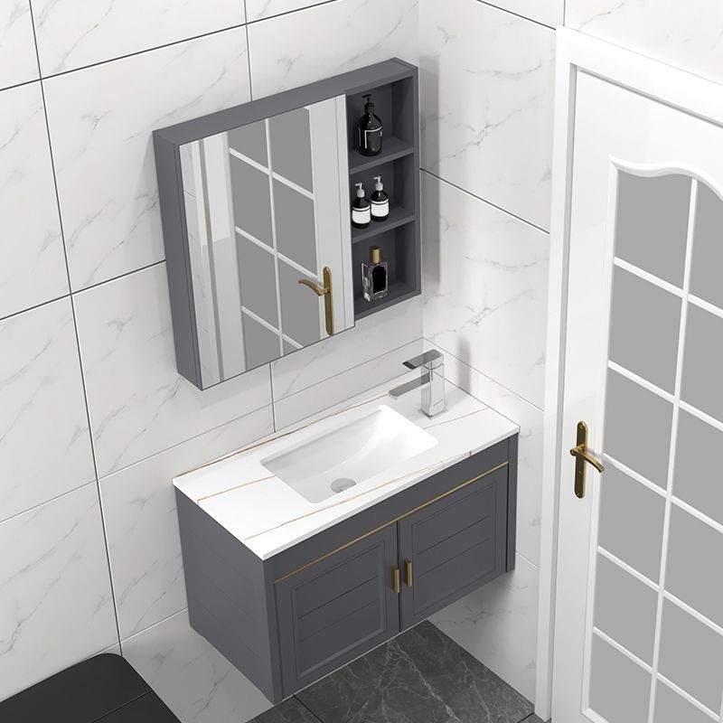 Glam Single Sink Vanity Wall Mount Metal Base Rectangular Bath Vanity Clearhalo 'Bathroom Remodel & Bathroom Fixtures' 'Bathroom Vanities' 'bathroom_vanities' 'Home Improvement' 'home_improvement' 'home_improvement_bathroom_vanities' 1200x1200_c3346d17-baae-4ad4-b509-2e2036670101