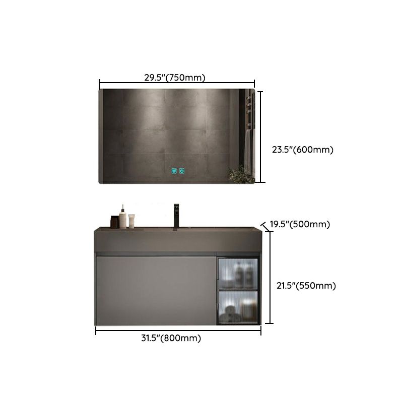 Modern Bathroom Vanity Cabinet Wall-Mounted One Drawer and Shelving Clearhalo 'Bathroom Remodel & Bathroom Fixtures' 'Bathroom Vanities' 'bathroom_vanities' 'Home Improvement' 'home_improvement' 'home_improvement_bathroom_vanities' 1200x1200_c34ca35f-f0cf-4144-ad13-3cda087d4773