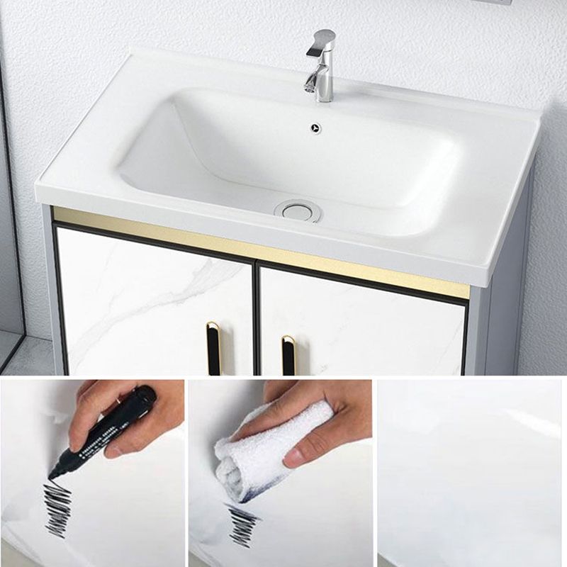 Ceramic Top Bathroom Vanity White Rectangle Single Sink Freestanding Mirror Vanity Set Clearhalo 'Bathroom Remodel & Bathroom Fixtures' 'Bathroom Vanities' 'bathroom_vanities' 'Home Improvement' 'home_improvement' 'home_improvement_bathroom_vanities' 1200x1200_c350af60-5d5c-4acb-89ae-9f8b38bb8e53