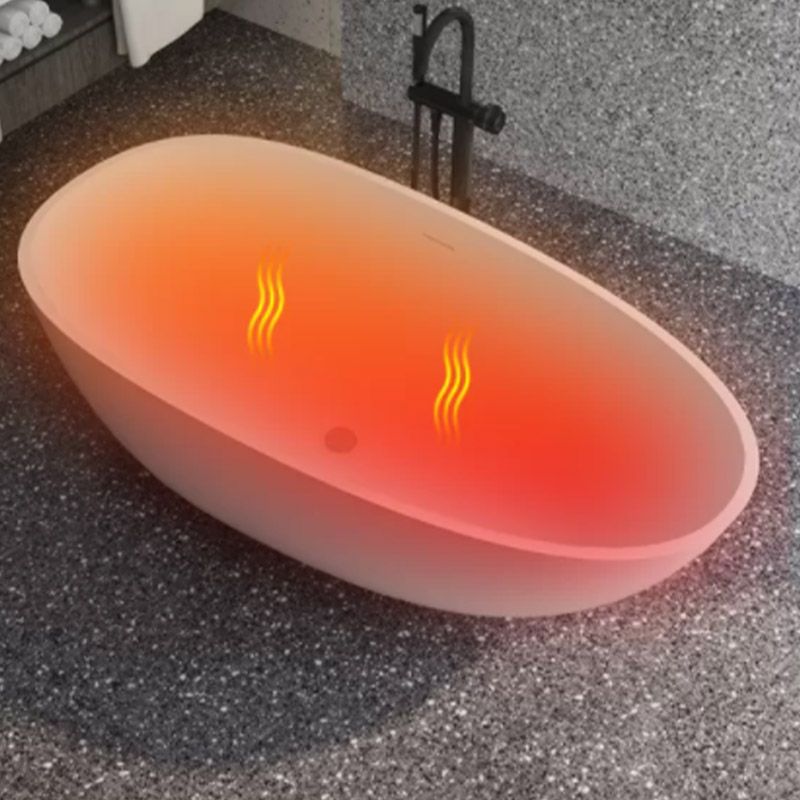 Modern Ellipse Stone Bathtub Freestand Soaking Bathtub with Drain Bath Tub Clearhalo 'Bathroom Remodel & Bathroom Fixtures' 'Bathtubs' 'Home Improvement' 'home_improvement' 'home_improvement_bathtubs' 'Showers & Bathtubs' 1200x1200_c36bd97f-dfc6-4427-8cf2-ce1cc8fc9c32