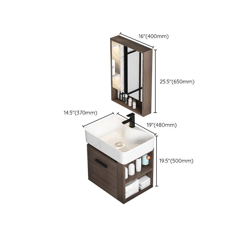 Modern Single Sink Vanity Wall Mount Brown Wooden Vanity Set Clearhalo 'Bathroom Remodel & Bathroom Fixtures' 'Bathroom Vanities' 'bathroom_vanities' 'Home Improvement' 'home_improvement' 'home_improvement_bathroom_vanities' 1200x1200_c39c66ae-0ef6-4227-8fe8-8dd53a91eb1e