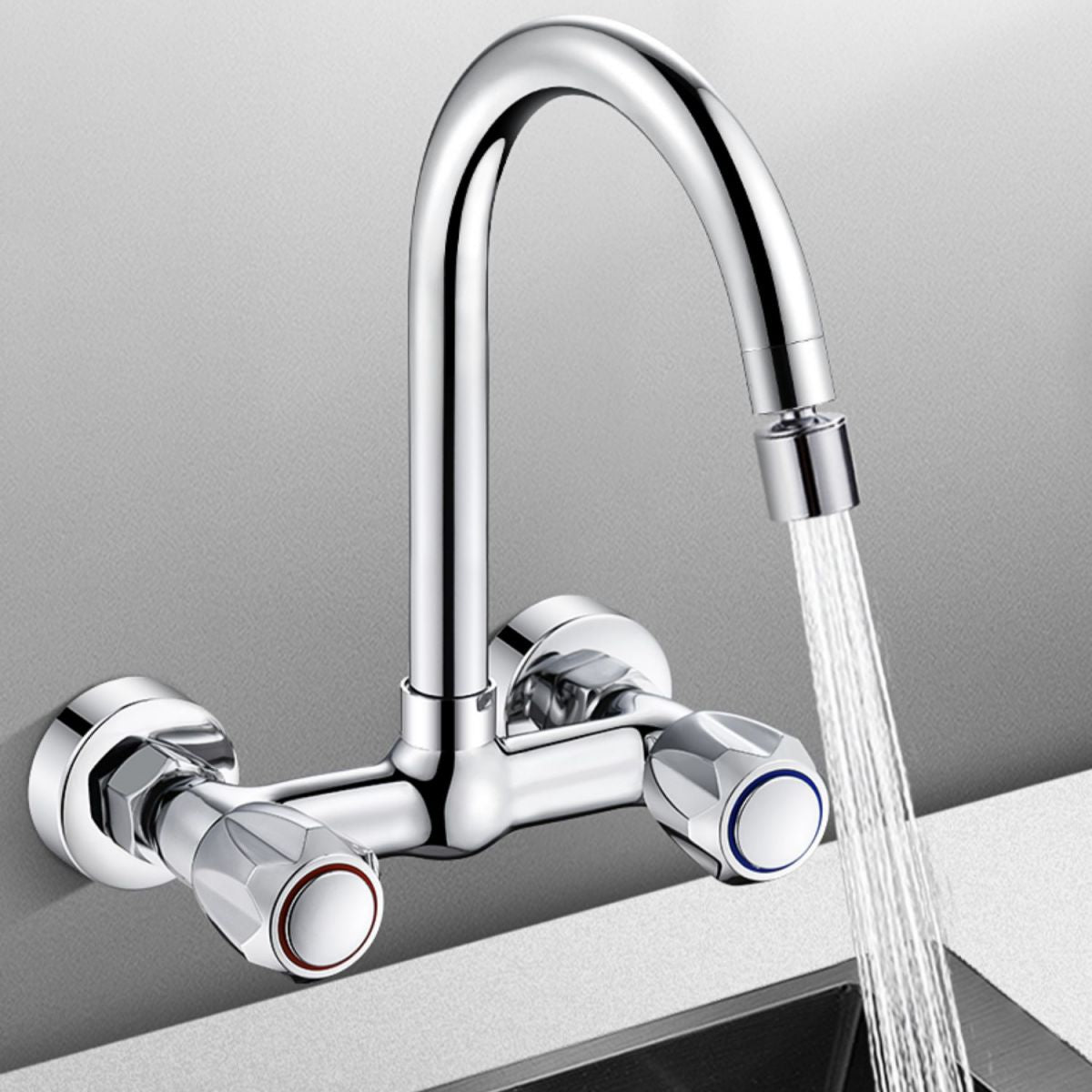 Contemporary Wall Mounted Pot Filler Faucet High Arch Swivel Spout 2 Hole Kitchen Faucet Clearhalo 'Home Improvement' 'home_improvement' 'home_improvement_kitchen_faucets' 'Kitchen Faucets' 'Kitchen Remodel & Kitchen Fixtures' 'Kitchen Sinks & Faucet Components' 'kitchen_faucets' 1200x1200_c3eaf8c8-042a-4f00-b05b-ba0344d0f810