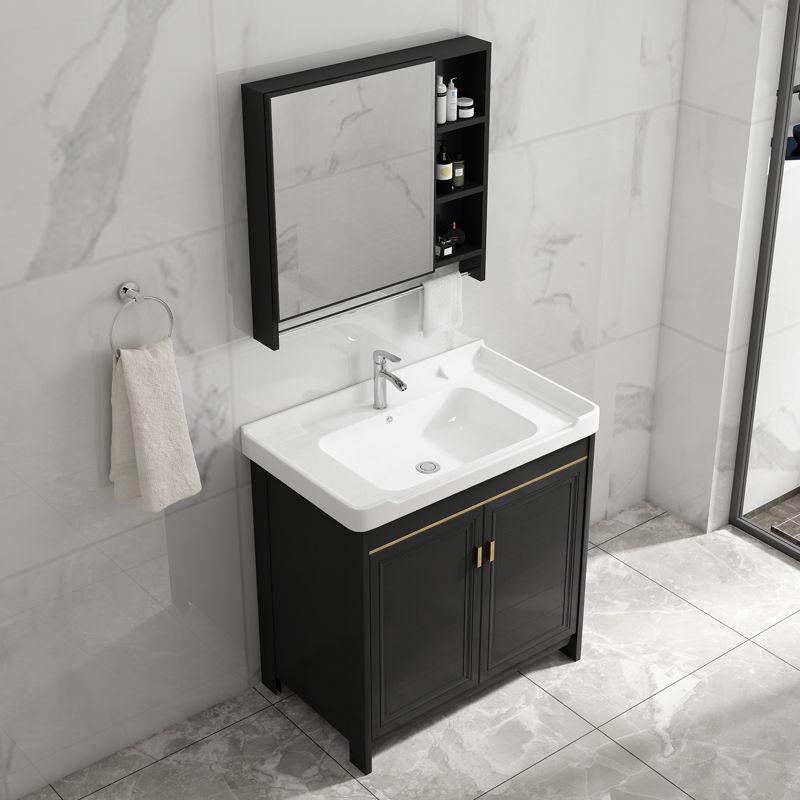 Rectangular Bathroom Vanity Single-Sink Glam Black Freestanding Vanity Set Clearhalo 'Bathroom Remodel & Bathroom Fixtures' 'Bathroom Vanities' 'bathroom_vanities' 'Home Improvement' 'home_improvement' 'home_improvement_bathroom_vanities' 1200x1200_c3f90ae8-88ae-4456-be2e-9937249af2cd