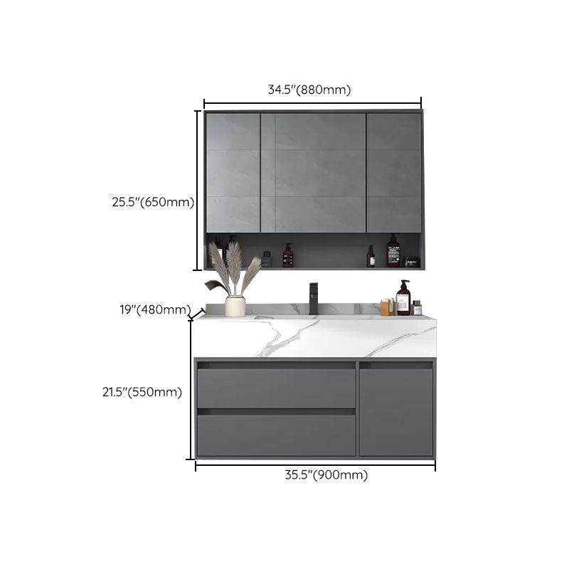 Modern Bathroom Vanity Set Mirror Included Rectangular Sink Drawer Sink Vanity Clearhalo 'Bathroom Remodel & Bathroom Fixtures' 'Bathroom Vanities' 'bathroom_vanities' 'Home Improvement' 'home_improvement' 'home_improvement_bathroom_vanities' 1200x1200_c4048e9c-6d61-484e-b65f-5d94104f94d5