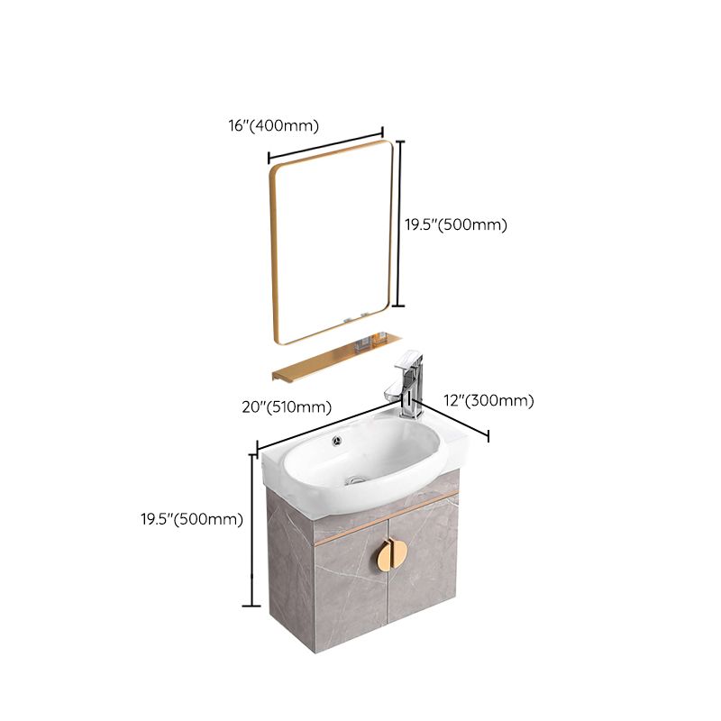 Rectangular Glam Sink Vanity Ceramic Single Wall Mount Vanity Set Clearhalo 'Bathroom Remodel & Bathroom Fixtures' 'Bathroom Vanities' 'bathroom_vanities' 'Home Improvement' 'home_improvement' 'home_improvement_bathroom_vanities' 1200x1200_c41d4b2c-6c54-4dfd-90cb-3a32769ae11e