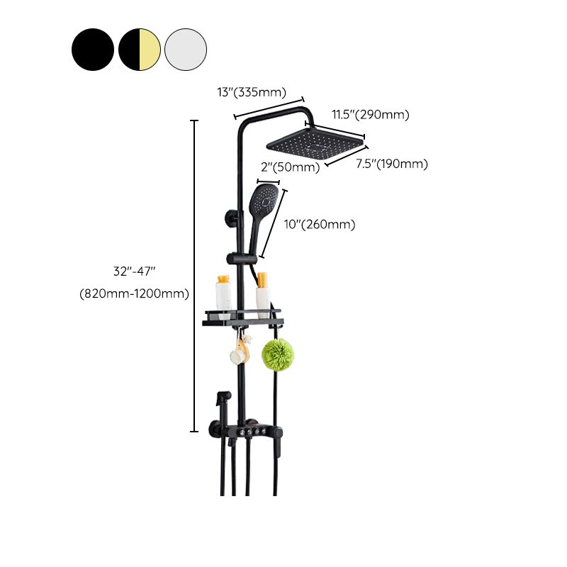 Modern Volume Control Shower Dual Shower Head Square Shower Faucet with Massage Jets Clearhalo 'Bathroom Remodel & Bathroom Fixtures' 'Home Improvement' 'home_improvement' 'home_improvement_shower_faucets' 'Shower Faucets & Systems' 'shower_faucets' 'Showers & Bathtubs Plumbing' 'Showers & Bathtubs' 1200x1200_c431d2d7-1fe6-4844-9e08-bb06cc7ef49f