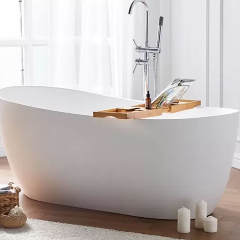 Modern Stone Freestanding Oval Tub Soaking 25.2-inch Tall White Bathtub(Board not Include) Clearhalo 'Bathroom Remodel & Bathroom Fixtures' 'Bathtubs' 'Home Improvement' 'home_improvement' 'home_improvement_bathtubs' 'Showers & Bathtubs' 1200x1200_c4848f21-6b09-409c-b9db-792a2d110608