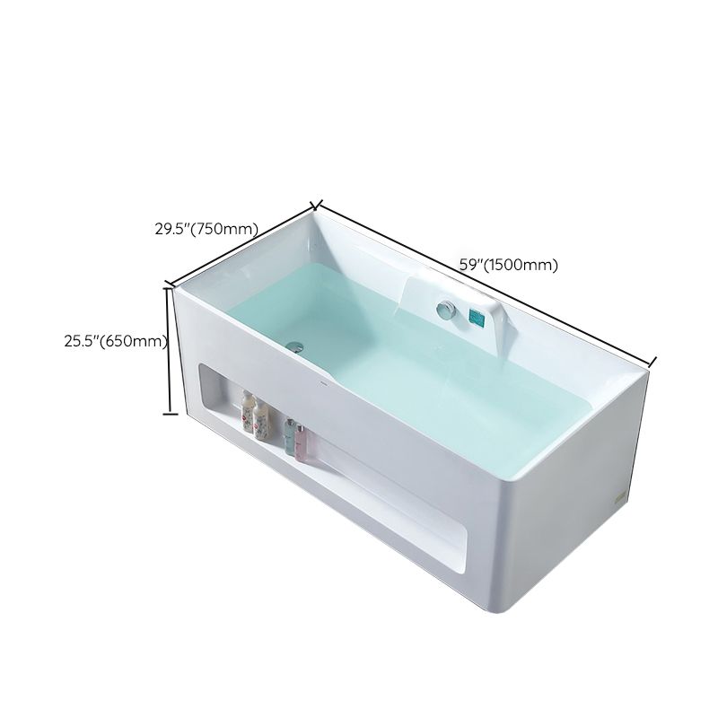 Modern Style Acrylic Bathtub Rectangle Back to Wall Bathroom Bathtub in White Clearhalo 'Bathroom Remodel & Bathroom Fixtures' 'Bathtubs' 'Home Improvement' 'home_improvement' 'home_improvement_bathtubs' 'Showers & Bathtubs' 1200x1200_c4c67ac3-fdff-4ad2-913d-03757b2d6b68