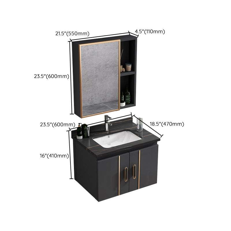 Rectangular Bathroom Vanity Modern Black Metal Frame Single Vanity Set Clearhalo 'Bathroom Remodel & Bathroom Fixtures' 'Bathroom Vanities' 'bathroom_vanities' 'Home Improvement' 'home_improvement' 'home_improvement_bathroom_vanities' 1200x1200_c5424ac6-161b-4b00-b317-4bbffbea61c9