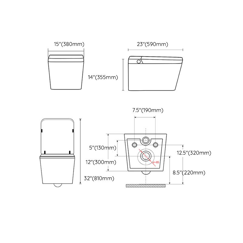 Dual Flush Wall Hung Toilet Set Stain Resistant Wall Mounted Bidet Clearhalo 'Bathroom Remodel & Bathroom Fixtures' 'Bidets' 'Home Improvement' 'home_improvement' 'home_improvement_bidets' 'Toilets & Bidets' 1200x1200_c559a9ae-6566-42b5-ab9d-2b5178ba0bdf