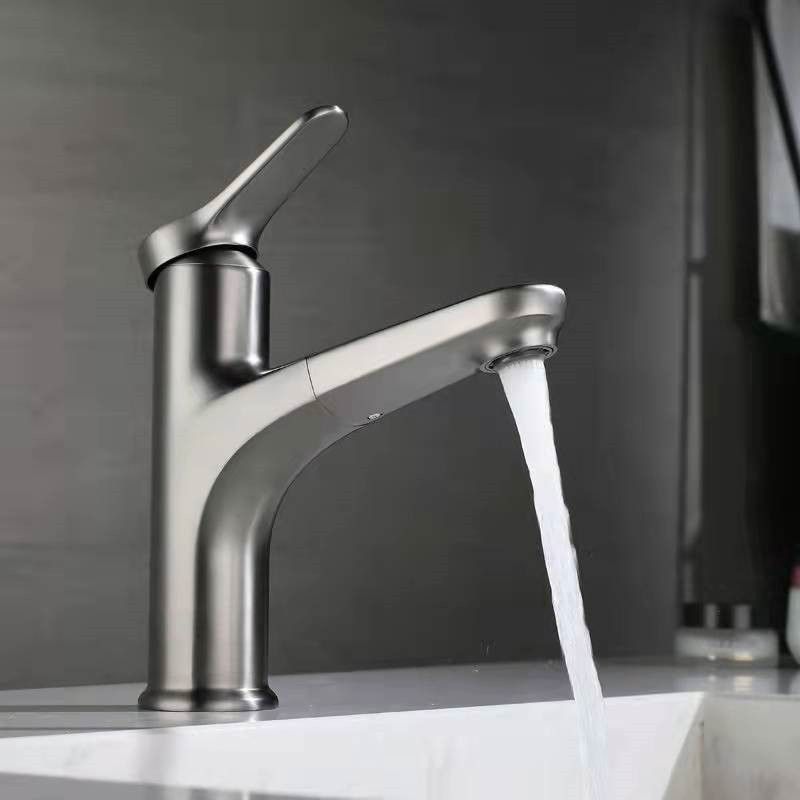 Modern Style Vessel Sink Faucet Lever Handle Copper Retractable Low Arc Vessel Faucet Clearhalo 'bathroom_sink_faucets' 'Conjunta de Baño y Conjunta de Grifo' 'Coronamiento de Baño y Dispositivo de Baño' 'Grifo del lavabo del baño' 'Hogar' 'home_improvement' 'home_improvement_bathroom_sink_faucets' 'Mejoras para el hogar' 1200x1200_c5669705-bcad-4c41-b518-d75238cf759f