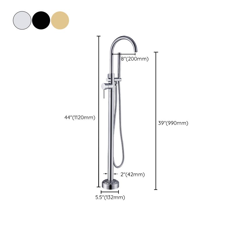 Floor Mounted Metal Freestanding Tub Filler Single Handle Freestanding Faucet with Hose Clearhalo 'Bathroom Remodel & Bathroom Fixtures' 'Bathtub Faucets' 'bathtub_faucets' 'Home Improvement' 'home_improvement' 'home_improvement_bathtub_faucets' 1200x1200_c5825a62-6eec-426e-9dfd-b5778e3e8a5d