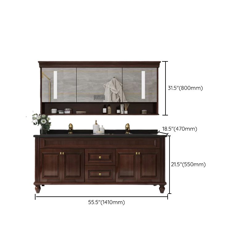 Bathroom Vanity Set Mirror Storage Shelf Ceramic Sink 2 Doors Sink Vanity with Faucet Clearhalo 'Bathroom Remodel & Bathroom Fixtures' 'Bathroom Vanities' 'bathroom_vanities' 'Home Improvement' 'home_improvement' 'home_improvement_bathroom_vanities' 1200x1200_c58fe31c-c951-4688-b738-36ce454962e3