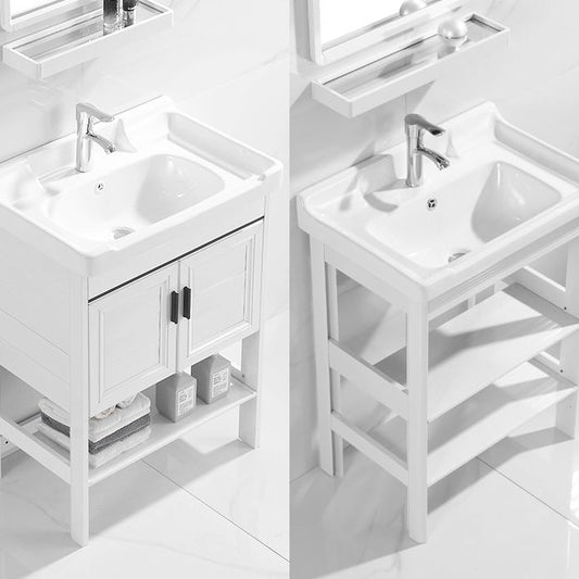 White Vanity Sink Doors Drawer Faucet Storage Shelf Vanity with Mirror Clearhalo 'Bathroom Remodel & Bathroom Fixtures' 'Bathroom Vanities' 'bathroom_vanities' 'Home Improvement' 'home_improvement' 'home_improvement_bathroom_vanities' 1200x1200_c5de3661-cae0-476c-a62e-b163f3553a35