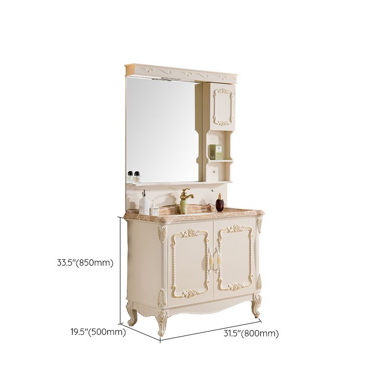 Mirror Vanity White 2 Doors Freestanding PVC Frame Oval Single Sink Bathroom Vanity Clearhalo 'Bathroom Remodel & Bathroom Fixtures' 'Bathroom Vanities' 'bathroom_vanities' 'Home Improvement' 'home_improvement' 'home_improvement_bathroom_vanities' 1200x1200_c5e425f7-f00f-43f5-b20a-22561233cb72