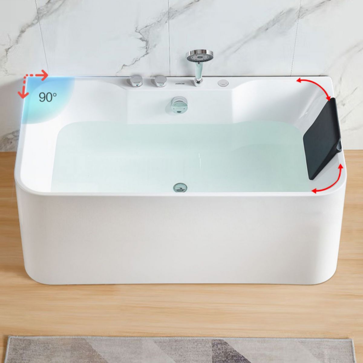 Antique Finish Acrylic Bathtub Rectangular Back to Wall Bath Tub Clearhalo 'Bathroom Remodel & Bathroom Fixtures' 'Bathtubs' 'Home Improvement' 'home_improvement' 'home_improvement_bathtubs' 'Showers & Bathtubs' 1200x1200_c6000608-ab41-44a3-b2de-1f822fe04073