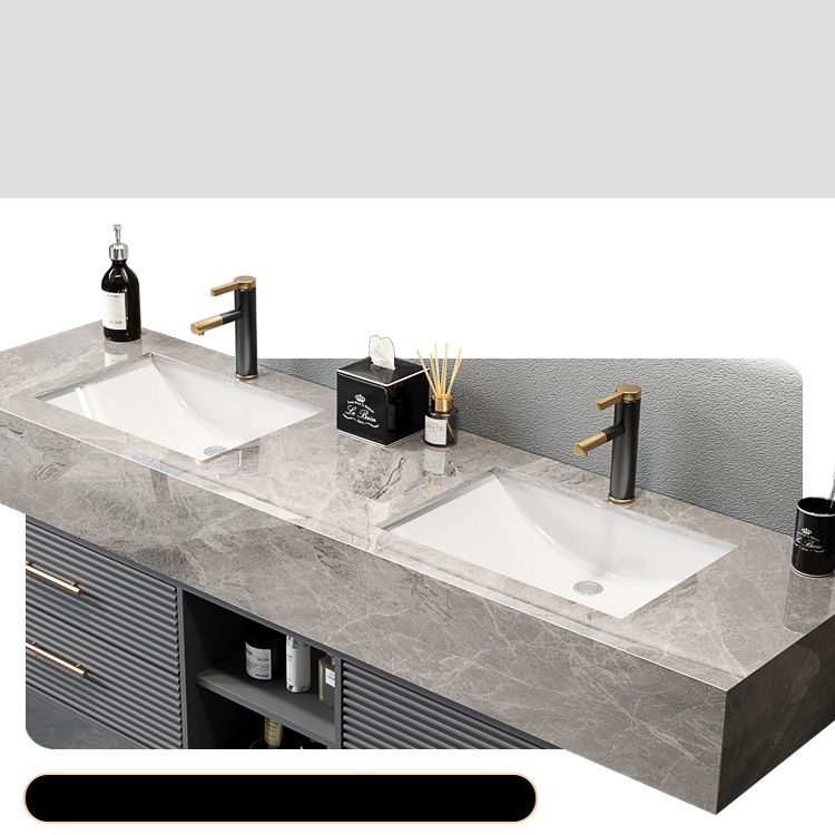 Single Sink Vanity Set Stone Top Mirror Freestanding Drawers Grey Bathroom Vanity Clearhalo 'Bathroom Remodel & Bathroom Fixtures' 'Bathroom Vanities' 'bathroom_vanities' 'Home Improvement' 'home_improvement' 'home_improvement_bathroom_vanities' 1200x1200_c61053e6-9946-43e3-8b5f-335ff3ad8d15