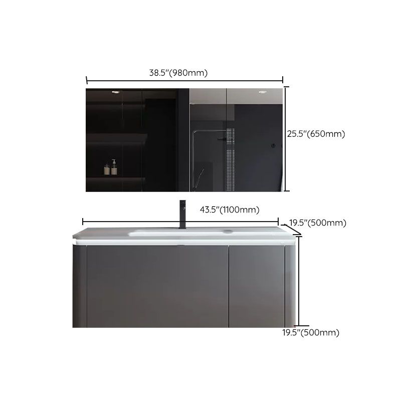 Grey Wood Modern Rectangular Wall Mounted Standard Bathroom Vanity Set Clearhalo 'Bathroom Remodel & Bathroom Fixtures' 'Bathroom Vanities' 'bathroom_vanities' 'Home Improvement' 'home_improvement' 'home_improvement_bathroom_vanities' 1200x1200_c61d5372-6c63-494b-baee-b7e3d75da24b