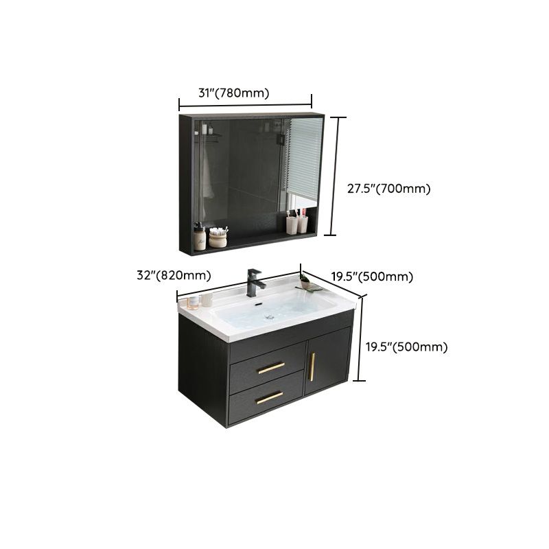 Single-Sink Black Solid Wood Modern Open Console with Sink Set Clearhalo 'Bathroom Remodel & Bathroom Fixtures' 'Bathroom Vanities' 'bathroom_vanities' 'Home Improvement' 'home_improvement' 'home_improvement_bathroom_vanities' 1200x1200_c6221a6e-7845-46c0-b52b-76dfe908da41