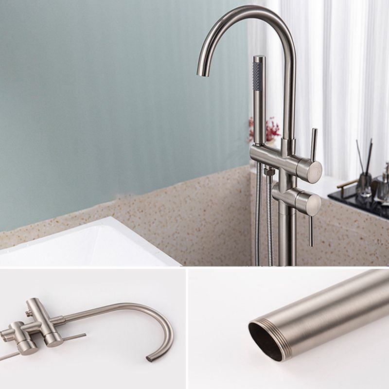 Modern Floor Mounted Metal Freestanding Tub Filler Freestanding High Arc Tub Filler Trim Clearhalo 'Bathroom Remodel & Bathroom Fixtures' 'Bathtub Faucets' 'bathtub_faucets' 'Home Improvement' 'home_improvement' 'home_improvement_bathtub_faucets' 1200x1200_c6308eac-26f9-4621-8698-64ad2c674787