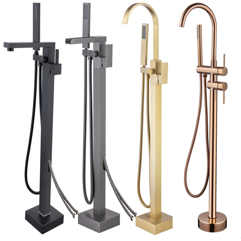 Floor Mounted Metal Freestanding Tub Filler Rotatable Freestanding Bathtub Faucet Clearhalo 'Bathroom Remodel & Bathroom Fixtures' 'Bathtub Faucets' 'bathtub_faucets' 'Home Improvement' 'home_improvement' 'home_improvement_bathtub_faucets' 1200x1200_c654544c-885a-485d-a299-8c983138e7ea