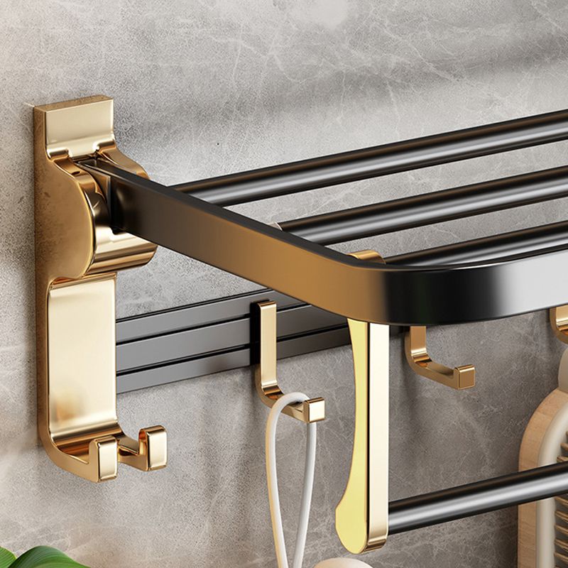 Modernism Bathroom Accessories Hardware Set Black & Golden Bath Shelf/Towel Bar Clearhalo 'Bathroom Hardware Sets' 'Bathroom Hardware' 'Bathroom Remodel & Bathroom Fixtures' 'bathroom_hardware_sets' 'Home Improvement' 'home_improvement' 'home_improvement_bathroom_hardware_sets' 1200x1200_c6596d79-2161-43b1-a37d-c8962b859bcb