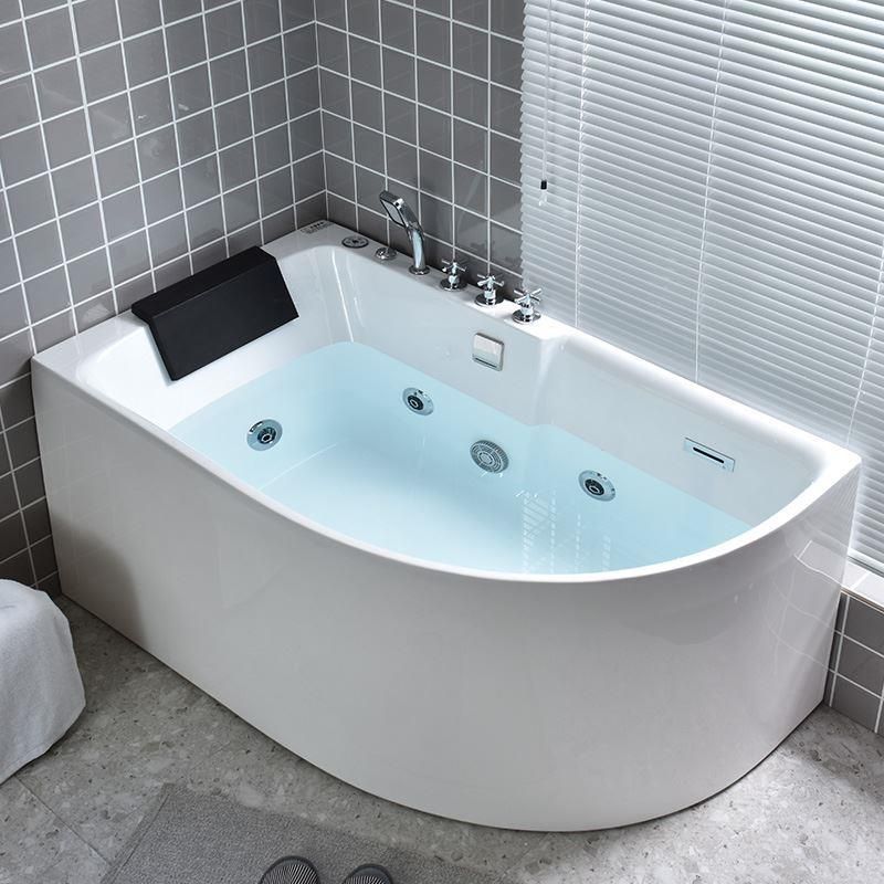 Modern Corner Acrylic Bathtub Back to Wall Bathtub with Drain and Massage Device Clearhalo 'Bathroom Remodel & Bathroom Fixtures' 'Bathtubs' 'Home Improvement' 'home_improvement' 'home_improvement_bathtubs' 'Showers & Bathtubs' 1200x1200_c6c3db26-a647-4057-be83-254768f991b5