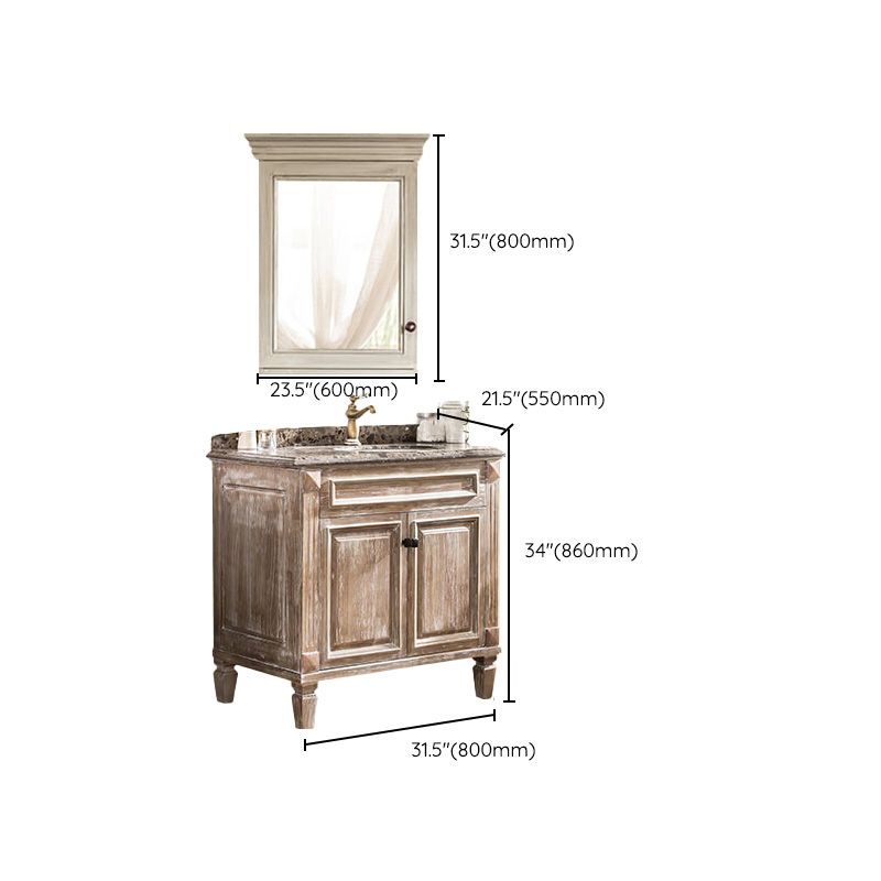 Wood Traditional Sink Vanity Freestanding Bathroom Sink Vanity with Mirror Clearhalo 'Bathroom Remodel & Bathroom Fixtures' 'Bathroom Vanities' 'bathroom_vanities' 'Home Improvement' 'home_improvement' 'home_improvement_bathroom_vanities' 1200x1200_c6c46060-2a04-4e4f-bb27-eff2be08e88a