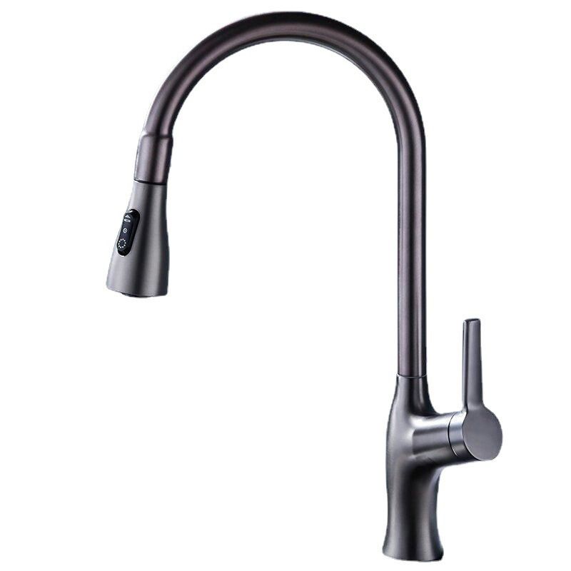 Contemporary Kitchen Faucet Copper 1-Handle High Arc Retractable Kitchen Faucet Clearhalo 'Home Improvement' 'home_improvement' 'home_improvement_kitchen_faucets' 'Kitchen Faucets' 'Kitchen Remodel & Kitchen Fixtures' 'Kitchen Sinks & Faucet Components' 'kitchen_faucets' 1200x1200_c6d46305-0f93-4c83-b8a5-595313829c5e