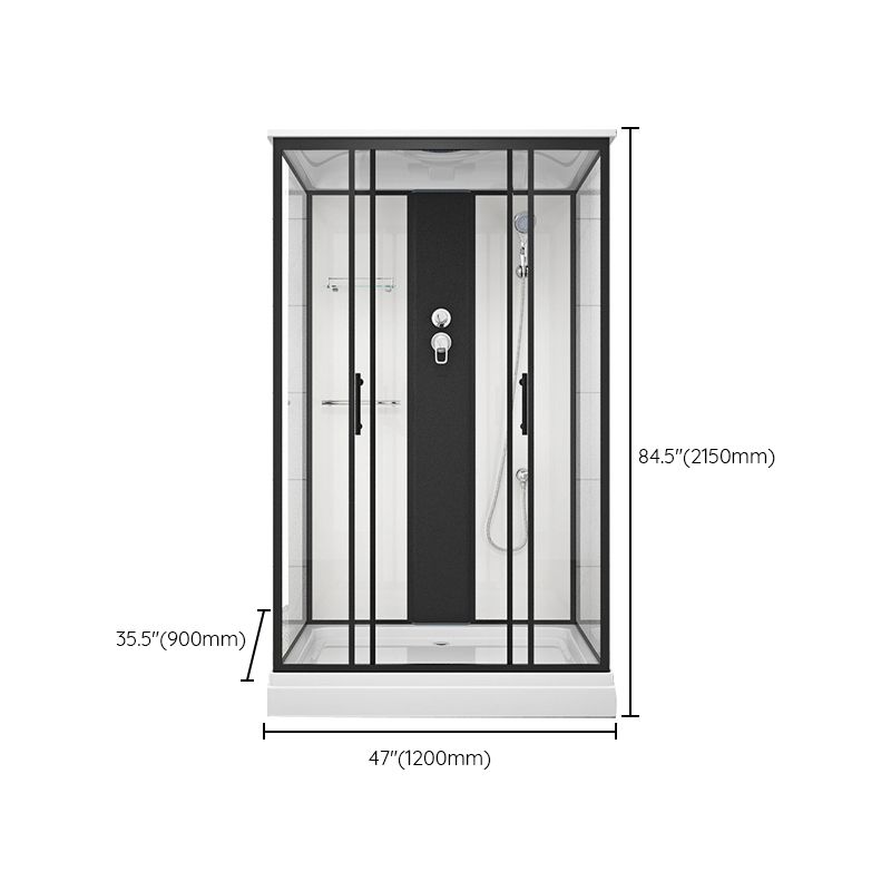 Contemporary Shower Stall Black Framed Tempered Glass Shower Stall Clearhalo 'Bathroom Remodel & Bathroom Fixtures' 'Home Improvement' 'home_improvement' 'home_improvement_shower_stalls_enclosures' 'Shower Stalls & Enclosures' 'shower_stalls_enclosures' 'Showers & Bathtubs' 1200x1200_c707a10f-1a69-487b-9857-d8f8f302b43e