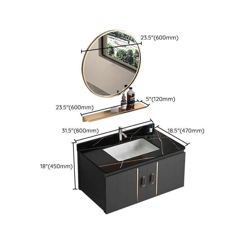 Rectangular Bathroom Vanity Modern Black Single-Sink Wall Mount Vanity Set Clearhalo 'Bathroom Remodel & Bathroom Fixtures' 'Bathroom Vanities' 'bathroom_vanities' 'Home Improvement' 'home_improvement' 'home_improvement_bathroom_vanities' 1200x1200_c7207161-3551-4879-afd5-d7b62166eefc