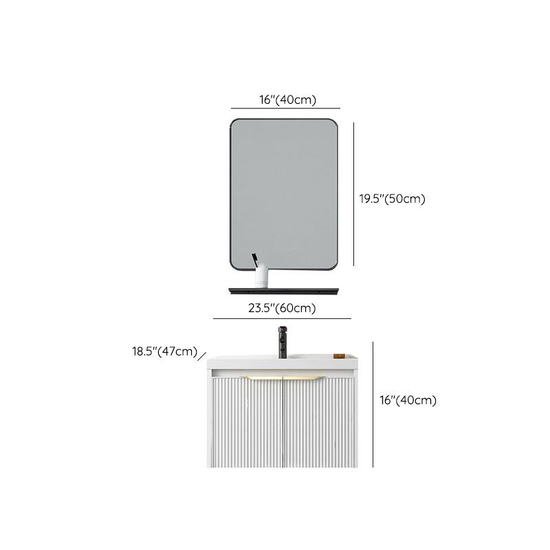 Rectangular White Vanity Single Sink Wall Mount 2 Doors Faucet Metal Frame Mirror Vanity Clearhalo 'Bathroom Remodel & Bathroom Fixtures' 'Bathroom Vanities' 'bathroom_vanities' 'Home Improvement' 'home_improvement' 'home_improvement_bathroom_vanities' 1200x1200_c723834b-0f7e-4b27-8979-299b3faec236