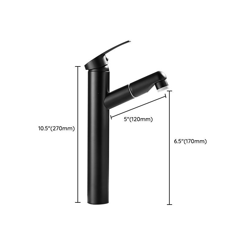 Modern Bathroom Vessel Faucet Swivel Spout Single Handle Faucet with Pull down Sprayer Clearhalo 'bathroom_sink_faucets' 'Conjunta de Baño y Conjunta de Grifo' 'Coronamiento de Baño y Dispositivo de Baño' 'Grifo del lavabo del baño' 'Hogar' 'home_improvement' 'home_improvement_bathroom_sink_faucets' 'Mejoras para el hogar' 1200x1200_c7538d52-33b1-452f-b410-cfe8d3d8df34