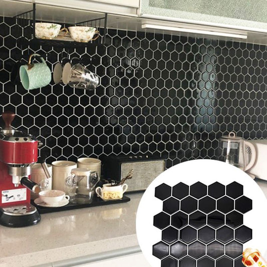 Hexagon Wall Tile Grease Proofing Steel and Pick Kitchen Wallpaper Clearhalo 'Flooring 'Home Improvement' 'home_improvement' 'home_improvement_peel_stick_blacksplash' 'Peel & Stick Backsplash Tile' 'peel_stick_blacksplash' 'Walls & Ceilings' Walls and Ceiling' 1200x1200_c7865603-f453-4f06-a9aa-e945d331e47f