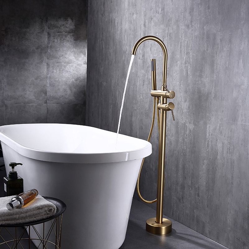 Traditional Floor Mounted Metal Freestanding Tub Filler Swivel Freestanding Faucet Clearhalo 'Bathroom Remodel & Bathroom Fixtures' 'Bathtub Faucets' 'bathtub_faucets' 'Home Improvement' 'home_improvement' 'home_improvement_bathtub_faucets' 1200x1200_c795ef35-f62a-4173-acaf-fcec4cec4900