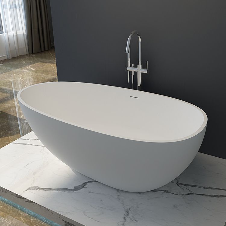 Soaking Freestanding Tub with Drain Modern White Stone Oval Bathtub Clearhalo 'Bathroom Remodel & Bathroom Fixtures' 'Bathtubs' 'Home Improvement' 'home_improvement' 'home_improvement_bathtubs' 'Showers & Bathtubs' 1200x1200_c7b63bc8-c59b-4b87-b7b8-312b084e5f06