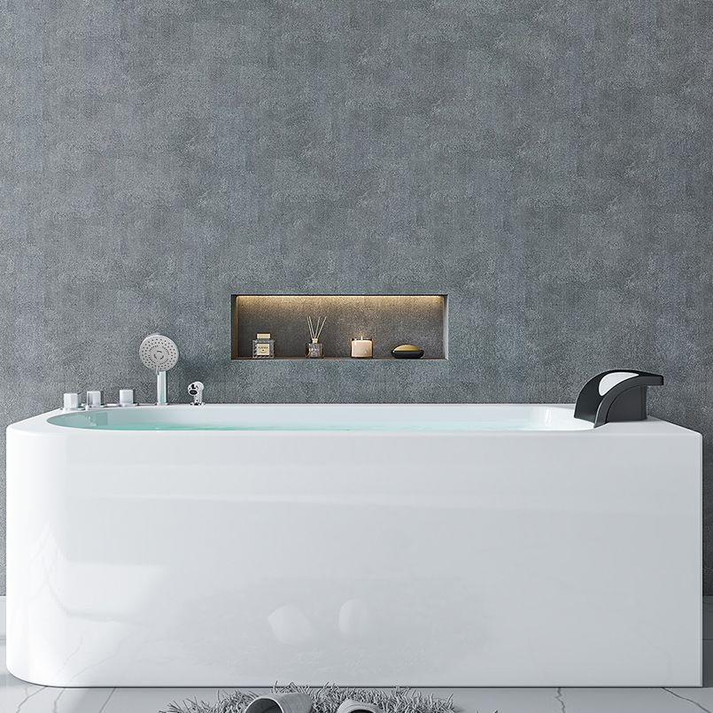 Acrylic Soaking Bathtub Antique Finish Rectangular Back to Wall Bath Tub Clearhalo 'Bathroom Remodel & Bathroom Fixtures' 'Bathtubs' 'Home Improvement' 'home_improvement' 'home_improvement_bathtubs' 'Showers & Bathtubs' 1200x1200_c7c4b027-70a6-439f-a64c-3424e6c2bcff