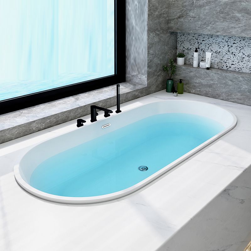 Contemporary Oval Drop-in Bathtub Soaking Acrylic Bath Tub in White Clearhalo 'Bathroom Remodel & Bathroom Fixtures' 'Bathtubs' 'Home Improvement' 'home_improvement' 'home_improvement_bathtubs' 'Showers & Bathtubs' 1200x1200_c804a83f-b63a-4b73-b9e0-72f6274f1bb5