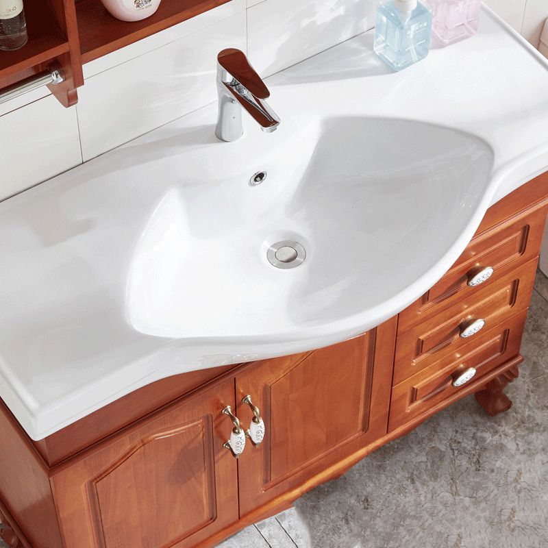 Traditional Wood Sink Vanity Freestanding Bathroom Sink Vanity with Mirror Clearhalo 'Bathroom Remodel & Bathroom Fixtures' 'Bathroom Vanities' 'bathroom_vanities' 'Home Improvement' 'home_improvement' 'home_improvement_bathroom_vanities' 1200x1200_c80d99ae-eacd-4a9c-b94e-a66cdc661be0