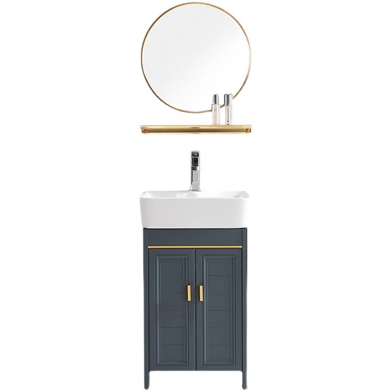 Glam Single Bathroom Vanity Blue Ceramic Top Rectangular Bath Vanity Clearhalo 'Bathroom Remodel & Bathroom Fixtures' 'Bathroom Vanities' 'bathroom_vanities' 'Home Improvement' 'home_improvement' 'home_improvement_bathroom_vanities' 1200x1200_c83b1351-52a7-4680-affa-3cbbb9de927d