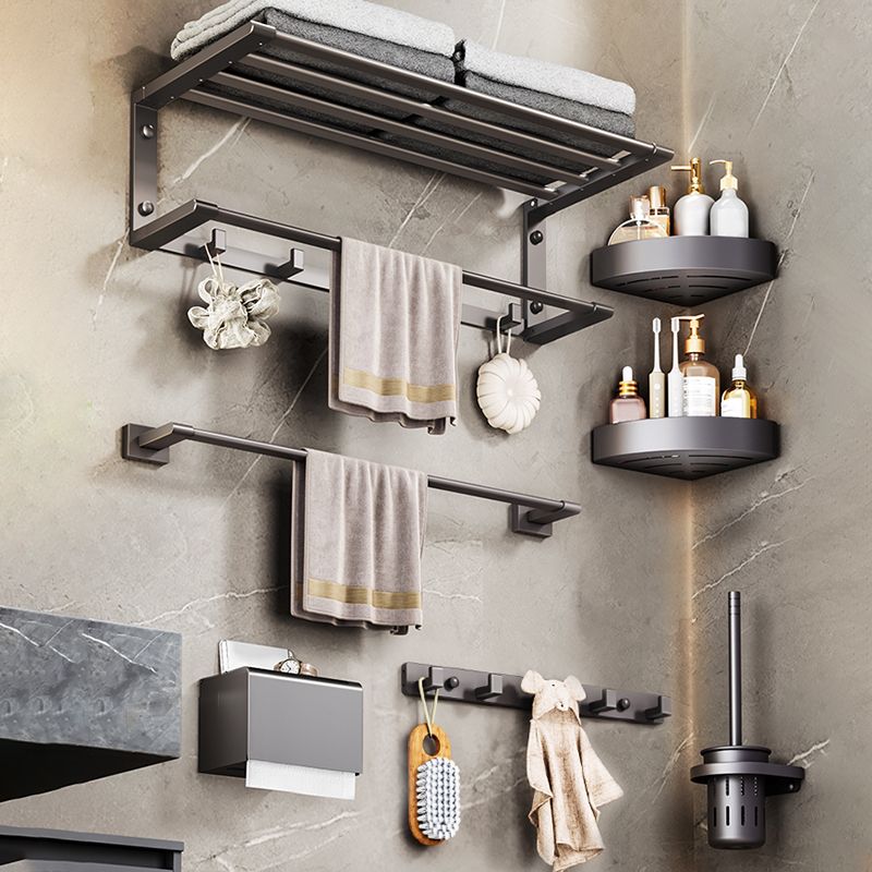 Modern Bathroom Accessory Kit Bath Shelf Towel Bar Grey Bath Hardware Set Clearhalo 'Bathroom Hardware Sets' 'Bathroom Hardware' 'Bathroom Remodel & Bathroom Fixtures' 'bathroom_hardware_sets' 'Home Improvement' 'home_improvement' 'home_improvement_bathroom_hardware_sets' 1200x1200_c85844a2-0c18-403d-bf47-01c8c8c5efcf