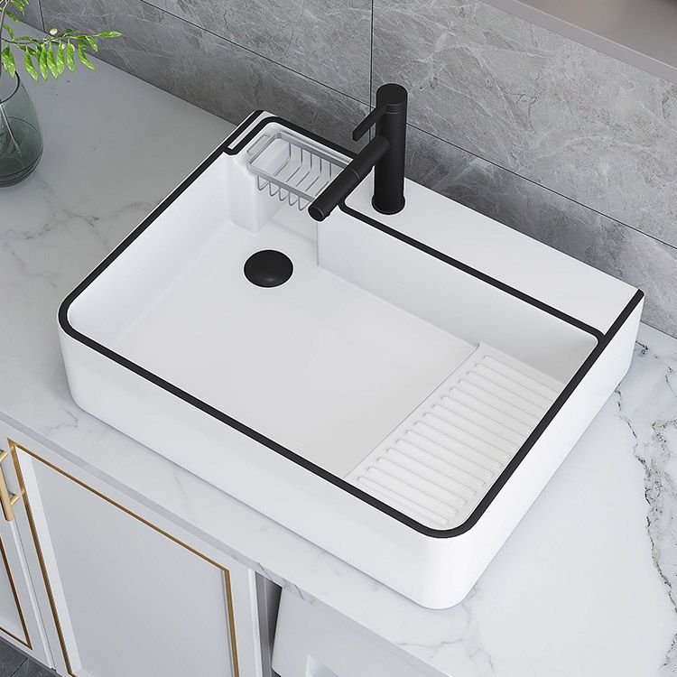 Porcelain Trough Bathroom Sink Traditional Trough Bathroom Sink With Basin Clearhalo 'Bathroom Remodel & Bathroom Fixtures' 'Bathroom Sinks & Faucet Components' 'Bathroom Sinks' 'bathroom_sink' 'Home Improvement' 'home_improvement' 'home_improvement_bathroom_sink' 1200x1200_c86793be-8712-44c6-ac63-e406a02fb543