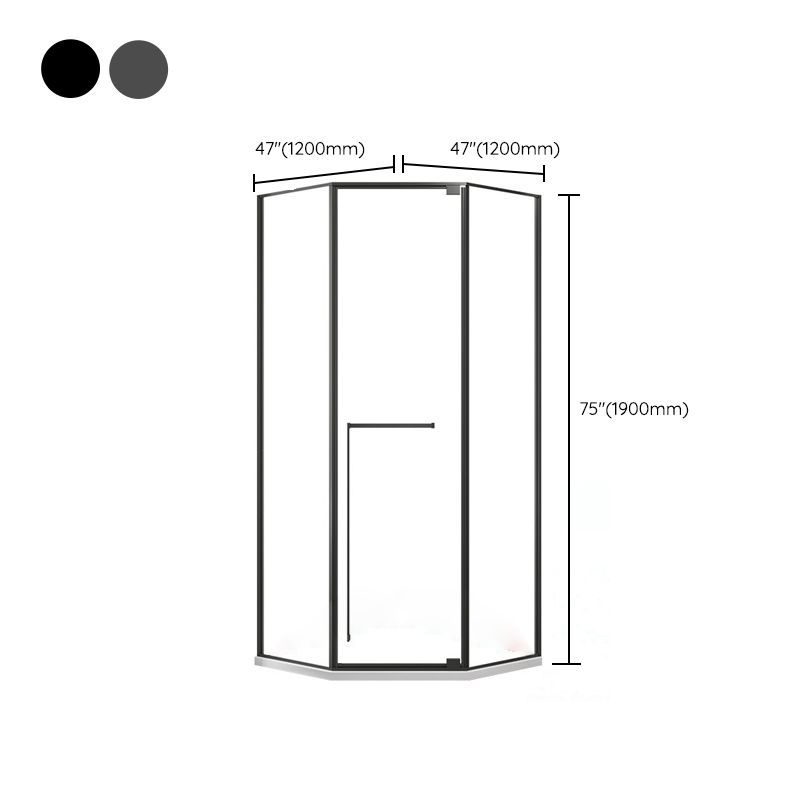 Pivot Diamond-shaped Shower Room Frame Tempered Swing Shower Door Clearhalo 'Bathroom Remodel & Bathroom Fixtures' 'Home Improvement' 'home_improvement' 'home_improvement_shower_tub_doors' 'Shower and Tub Doors' 'shower_tub_doors' 'Showers & Bathtubs' 1200x1200_c86dd0bd-aedf-4447-8de8-aa10e24ee42f