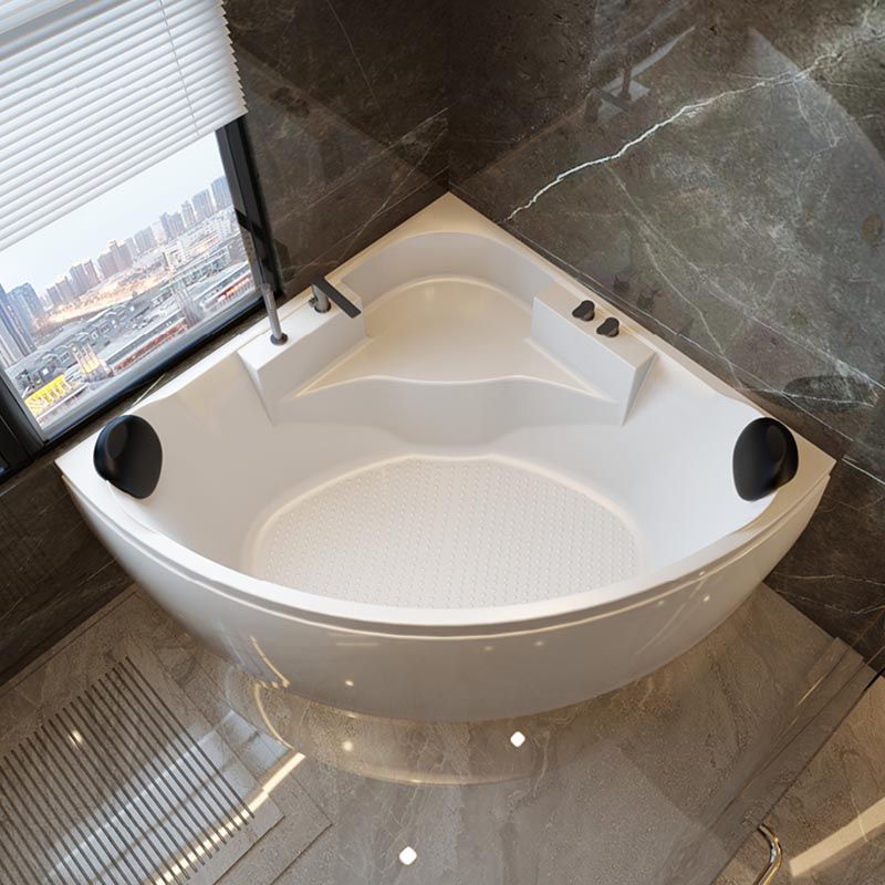 Modern Corner White Acrylic Bathtub Back to Wall with Drain and Massage Device Bath Tub Clearhalo 'Bathroom Remodel & Bathroom Fixtures' 'Bathtubs' 'Home Improvement' 'home_improvement' 'home_improvement_bathtubs' 'Showers & Bathtubs' 1200x1200_c8869856-fca2-4560-b63a-0db953544581