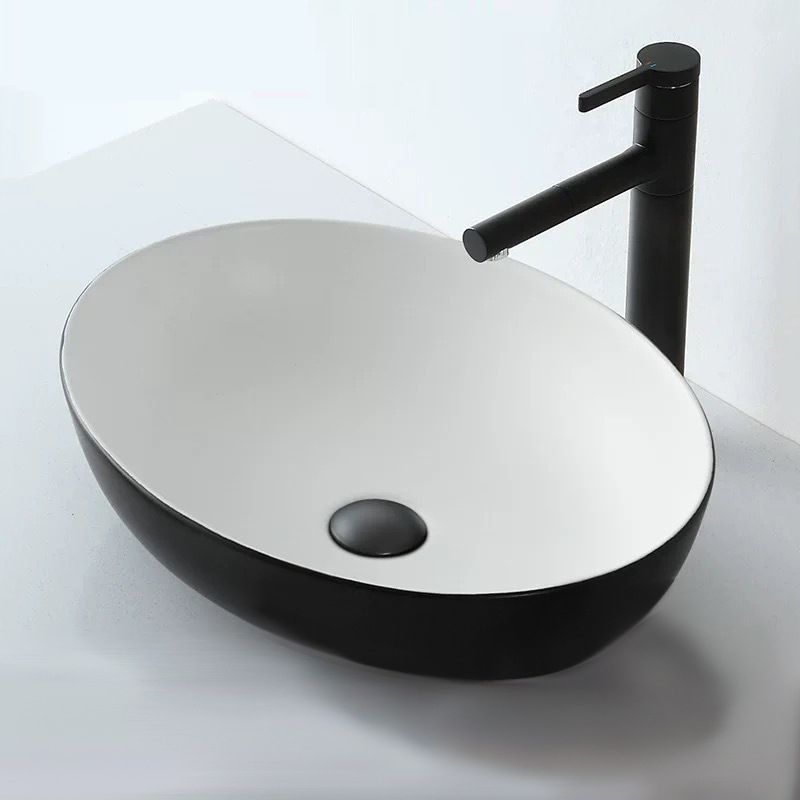 Modern Vessel Bathroom Sink Oval Porcelain with Pop-Up Drain Vessel Clearhalo 'Bathroom Remodel & Bathroom Fixtures' 'Bathroom Sinks & Faucet Components' 'Bathroom Sinks' 'bathroom_sink' 'Home Improvement' 'home_improvement' 'home_improvement_bathroom_sink' 1200x1200_c899063c-6d0e-4b57-a995-e6fa2e195e33