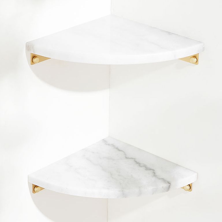 2 Piece Marble Bath Shelf Brass Bathroom Hardware Set in White/Green Clearhalo 'Bathroom Hardware Sets' 'Bathroom Hardware' 'Bathroom Remodel & Bathroom Fixtures' 'bathroom_hardware_sets' 'Home Improvement' 'home_improvement' 'home_improvement_bathroom_hardware_sets' 1200x1200_c89e3f7b-1144-4e9e-81e2-38c16393d5cd