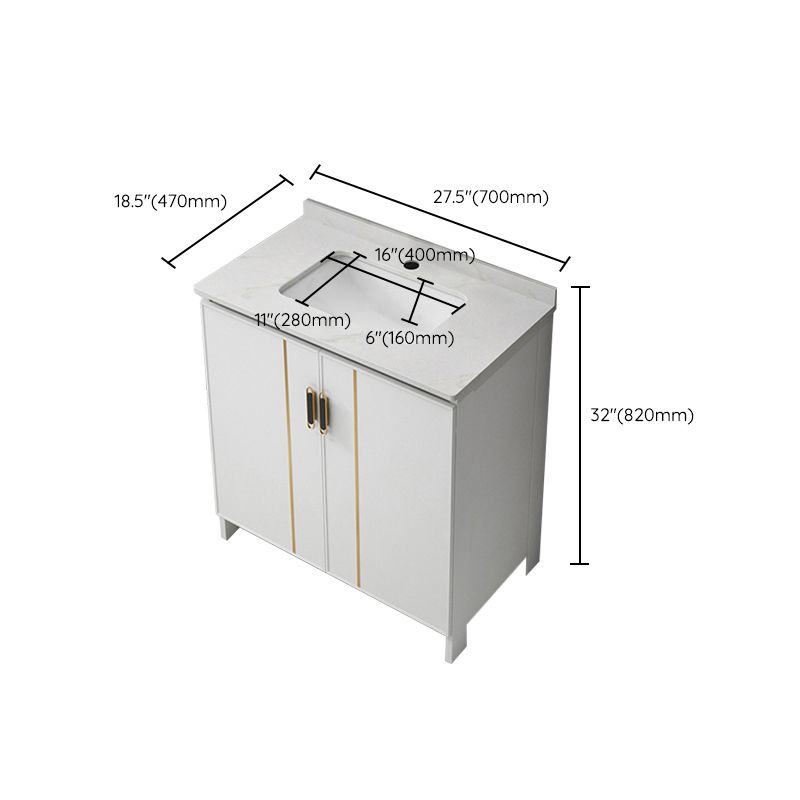 Gorgeous Freestanding Sink Cabinet Mirror Cabinet Bathroom Vanity Set in White Clearhalo 'Bathroom Remodel & Bathroom Fixtures' 'Bathroom Vanities' 'bathroom_vanities' 'Home Improvement' 'home_improvement' 'home_improvement_bathroom_vanities' 1200x1200_c8a7c95b-d595-485a-9f6f-ebd9bd25c6da